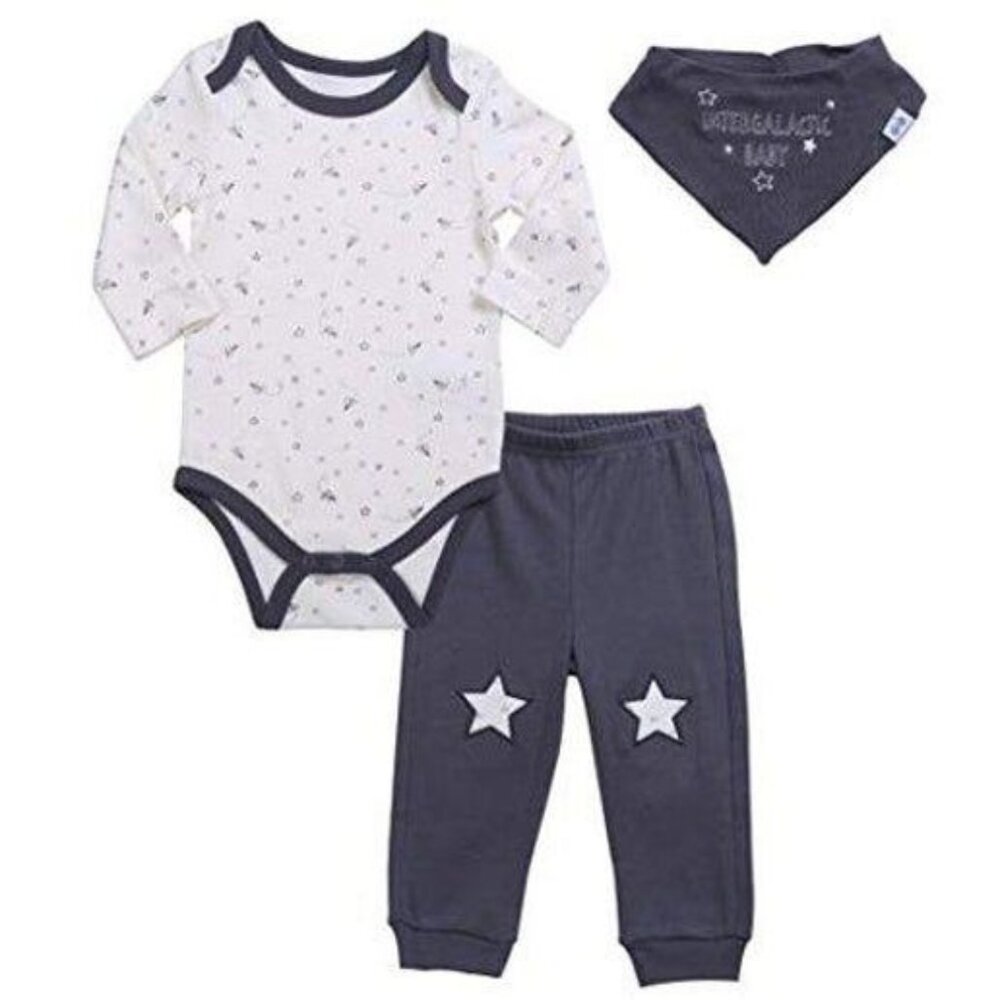Unisex Newborn Long Sleeve Bodysuit Pant Bib Set